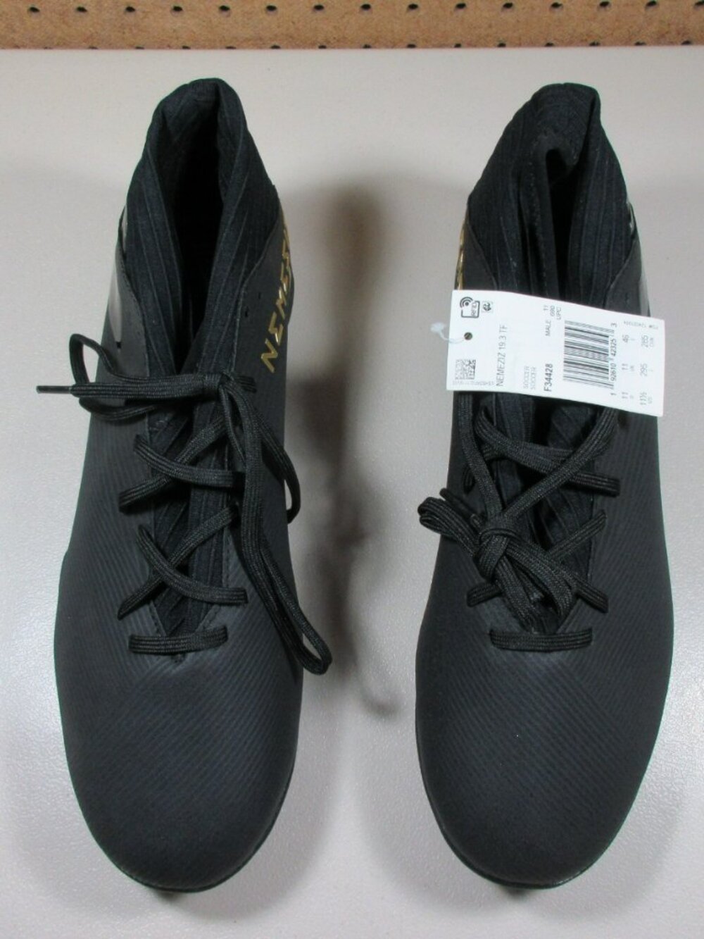 adidas mens black gold Nemeziz 19.3 TF Turf soccer shoes 13 M NWOB